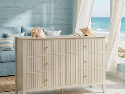 Modern 6 Drawer Fluted Dresser