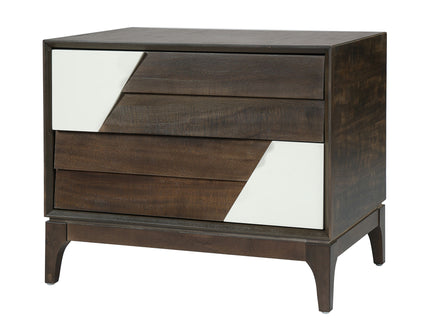 Japandi 2 Drawer Nightstand With Geometric Design