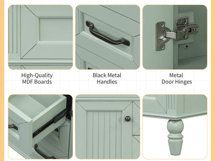 Bathroom Vanity With Sink, Flip-Out Top Drawer, Soft Close Doors, 2 Storage Drawers
