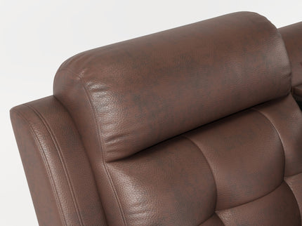 Genuine Non Power Reclining Sofa With Drop Down Table, Stainless Steel Cupholders And Magazine Bag