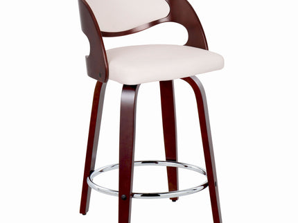 Pino - Mid Century Modern Fixed Height Barstool With Swivel With Round Footrest (Set of 2)