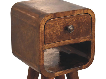 Mini California Curved Nightstand Wth Lower Slot