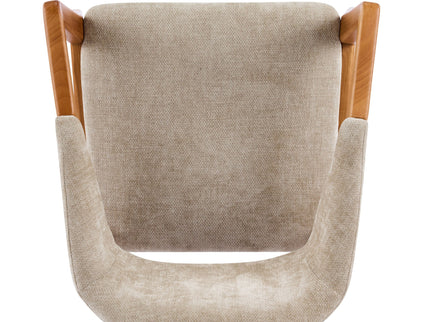 Indoor Upholstered Dining Chair (Set of 2) With Sturdy Frame And Ergonomic Curved Backrest - Oatmeal / Teak