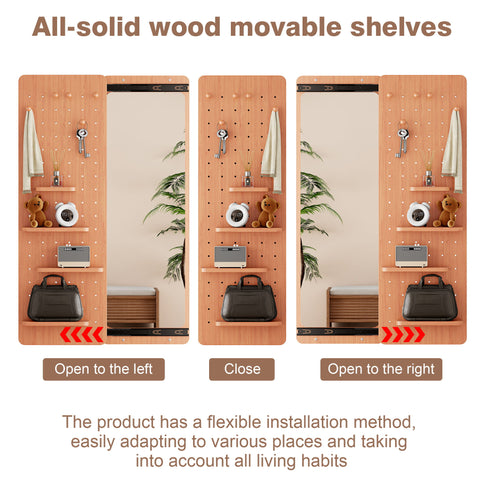 Wall Mounted Full Length Mirror With Shelf And Hook