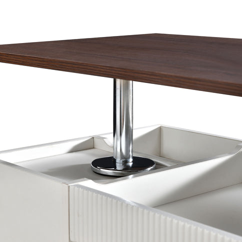 Adjustable End Table With Wheels, 360°Rotating Top And Storage Space