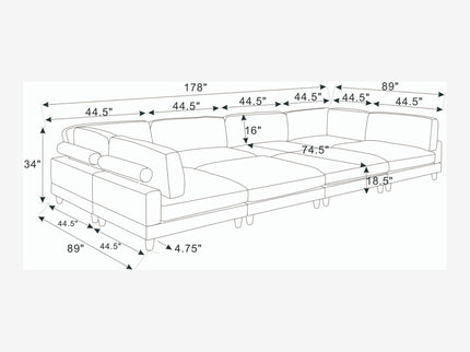 Modern Modular Sectional With Adjustable Back Support