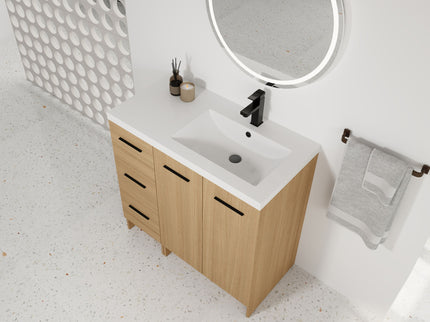 Wall Mounted Floating Bathroom Vanity With Sink, Door & Drawers Modular Cabinet
