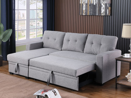 Upholstered Pull Out Sectional Sofa With Chaise