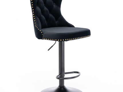 Swivel Barstools Adjusatble Seat Height, Modern Upholstered Bar Stools With Backs Comfortable Tufted For Home Pub And Kitchen Island (Set of 2)
