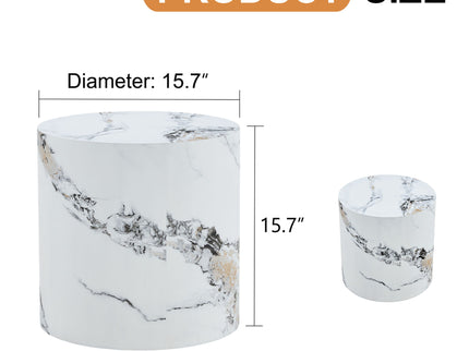 Elegant Cylindrical Table With Patterned Design For Versatile Use - White