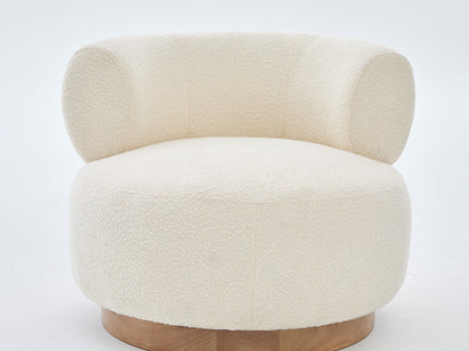 Swivel Accent Chair With Curved Backrest For Home Decor - Beige