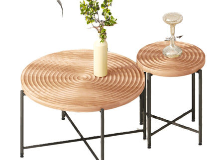 Coffee And End Table Set Waterproof Cover (Set of 2) - Natural Wood / Brown