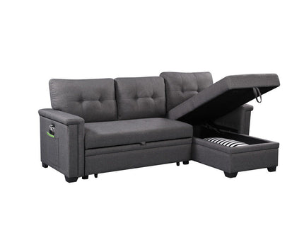 Ashlyn - Reversible Sleeper Sectional Sofa With Storage Chaise, USB Charging Ports And Pocket