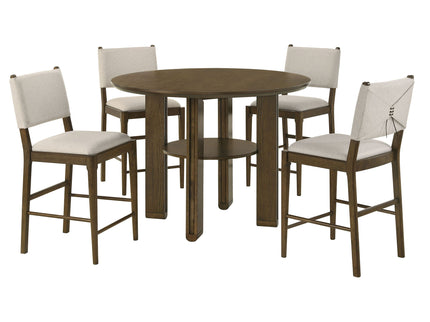 Crispin - 5 Piece Counter Height Dining Set With Upholstered Chairs - Brown