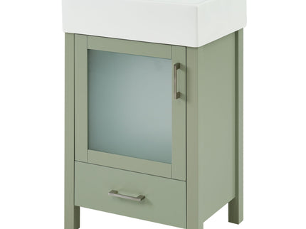 Bathroom Vanity With Ceramic Sink And Ample Storage, Ideal For Small Bathrooms