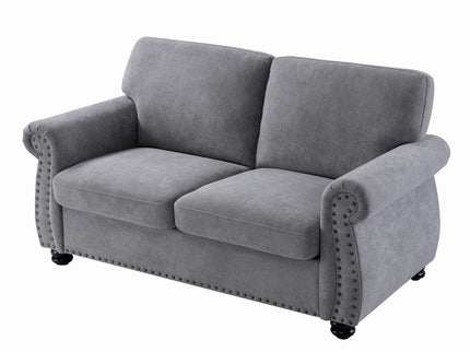 Soft Loveseat, Upholstered 2 Seater Couch, Loose Back Cushions And Turned Legs