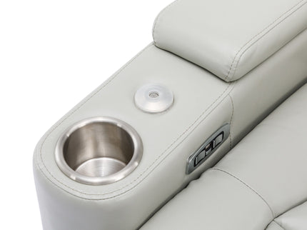 270° Power Swivel Recliner Home Theater Chair With Hidden Arm Storage, LED Light, Cup Holder, And Tray Table