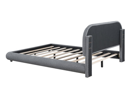 Upholstered Platform Bed With Thick Solid Frame And Stylish Curve-Shaped Design