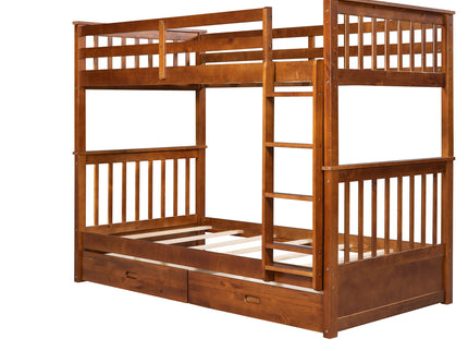 Bunk Bed With Ladders And 2 Storage Drawers