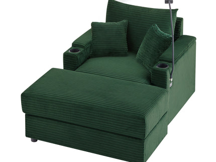 Modern Style Loveseat Sofa Sectional Sofa Couch With Storage Space, A Movable Ottoman, Two USB Ports, Two Cup Holders, A Phone Holder For Living Room