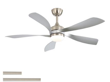 52" Ceiling Fan With Light Featuring 5 Blades Dimmable LED And Memory Function - Nickel