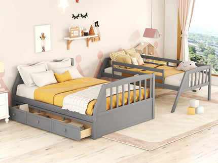 Bunk Bed With Drawers, Ladder And Storage Staircase