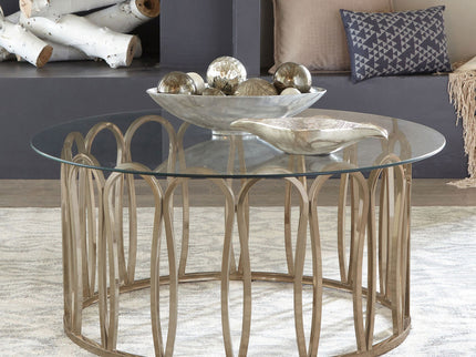 Round Glass Top Table With Polished Metal Base
