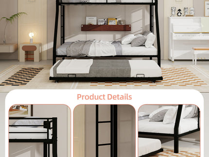 Bunk Bed For Kids, Convertible Frame With Ladders & Guardrail