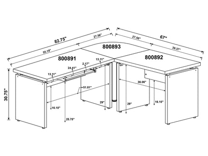 Ulloa - L Shaped Office Desk With Slide Out Keyboard Tray And Storage Drawers - Cappuccino