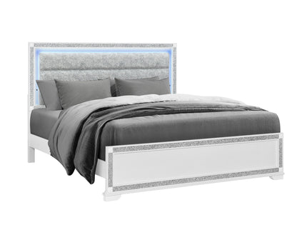 Soulmarie - Bed With LED Lighting And Padded Headboard