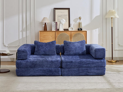 Convertible Floor Sofa Bed With Pillow Back Support Armrest