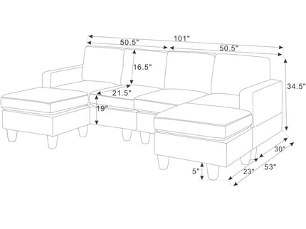 Modular Sectional With 2 Ottomans
