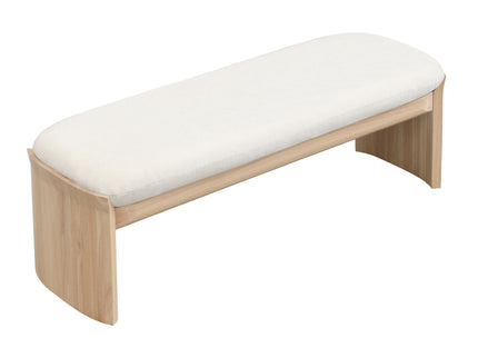 Footstool With Soft Cushion For Living Room - Beige / Natural