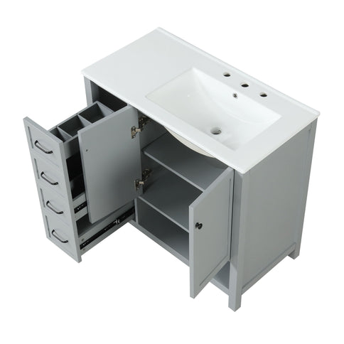 Bathroom Vanity With Sink Top, Bathroom Vanity Cabinet With 2 Doors And 2 Drawers, Open Shelf