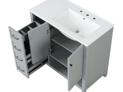 Bathroom Vanity With Sink Top, Bathroom Vanity Cabinet With 2 Doors And 2 Drawers, Open Shelf