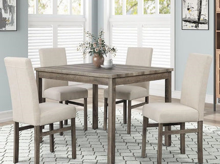5 Piece Transitional Dining Set With Table And Upholstered Chairs