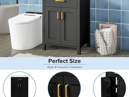 Modern Bathroom Vanity With Ceramic Sink, Soft-Close Doors, Flip Drawer, U-Shaped Shelves, Elegant Storage Solution