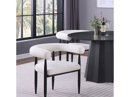 Notting - Upholstered Dining Arm Chair (Set of 2) In And Open C Shaped Backrest - Cream