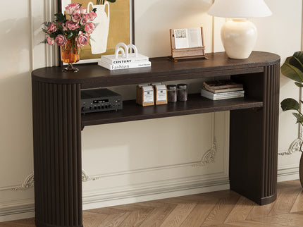 Console Table With Fluted Legs, Open Shelf