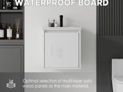 20" Floating Bathroom Vanity Combo With Wall Cabinet, Ceramic Sink & Soft Close Doors - White