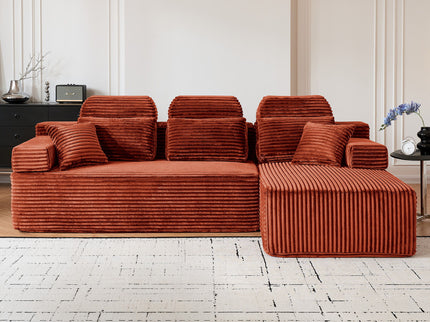 Sectional Sleeper Sofa & Storage Pockets, Modular Couch With Throw Pillows For Living Room