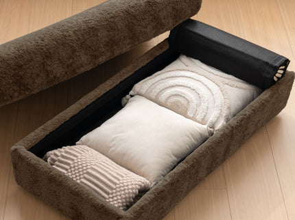 Oversized Chaise Lounge Indoor Rabbit Fur Sofa Bed With Storage Ottoman And Armrests Cup Holders With Deep Seat