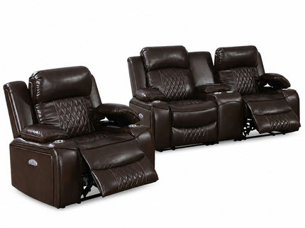 Power Motion Living Room Set With USB Port, Adjustable Headrest, Cup Holder