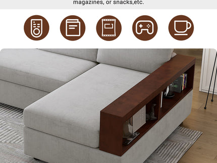 Sectional Sofa Upholstered Sofa Couch With Reversible Armrests For Living Room