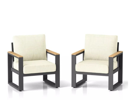 All-Weather Patio Armchairs With Thick Cushions (Set of 2)