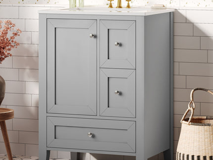 Modern Bathroom Vanity With Sink, Freestanding Cabinet With Drawers And Shelves