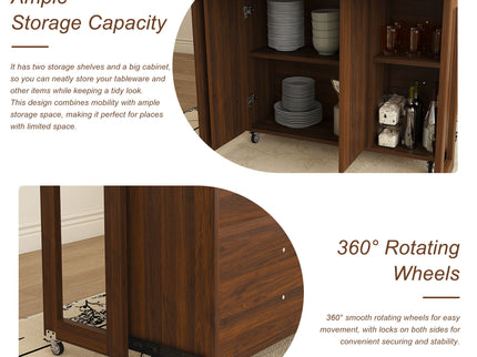 3 In 1 Foldable Side Table With 4 Storage Shelves