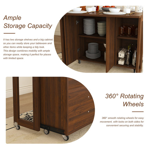 3 In 1 Foldable Side Table With 4 Storage Shelves