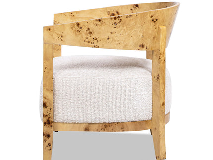 Madrid - Burl Barrel Accent Arm Chair - Seashell White