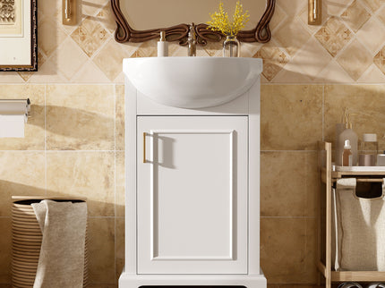 Bathroom Vanity With Bulged Sink, Cabinet, Soft-Close Door, Freestanding Single Unit